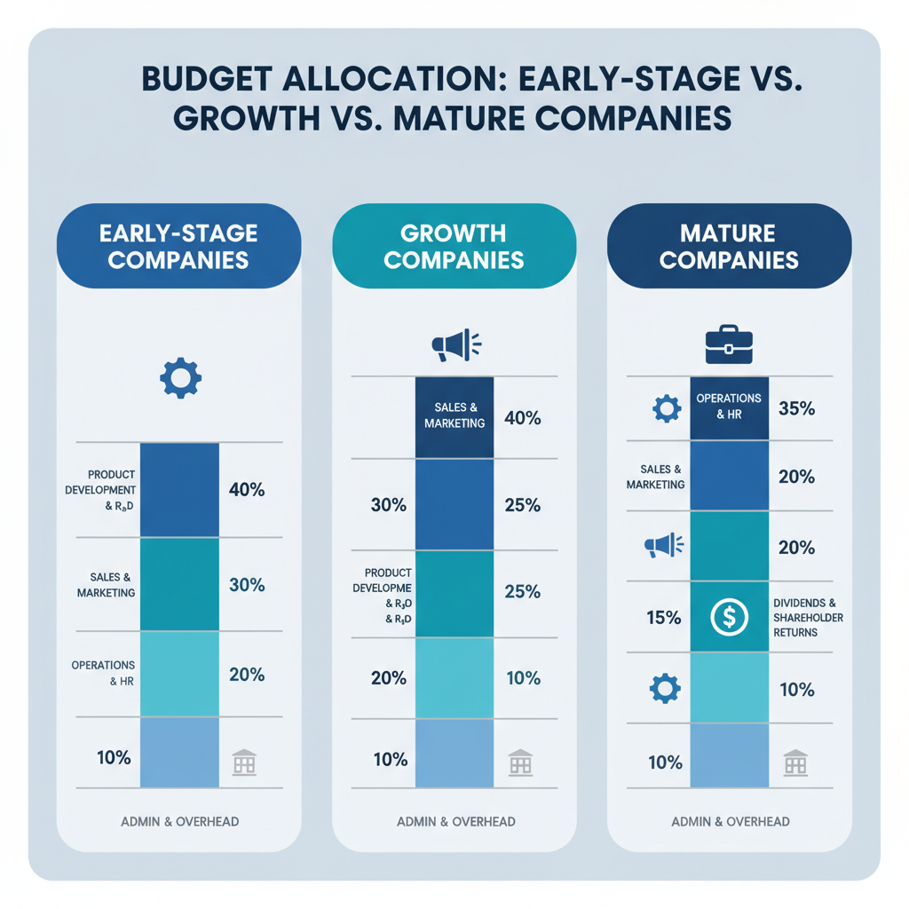 Funnel stage budget allocation by company growth stage comparison