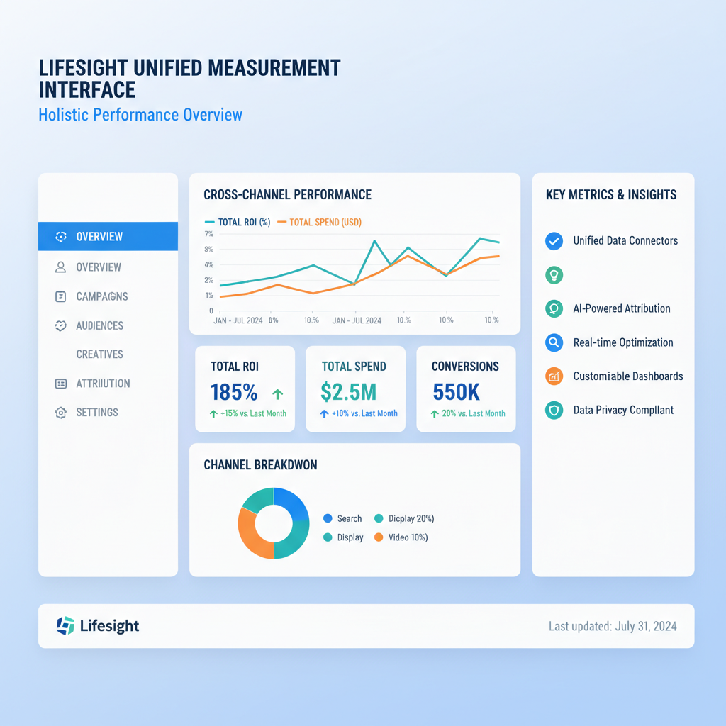 Lifesight unified marketing measurement dashboard with MMM, MTA, and incrementality insights