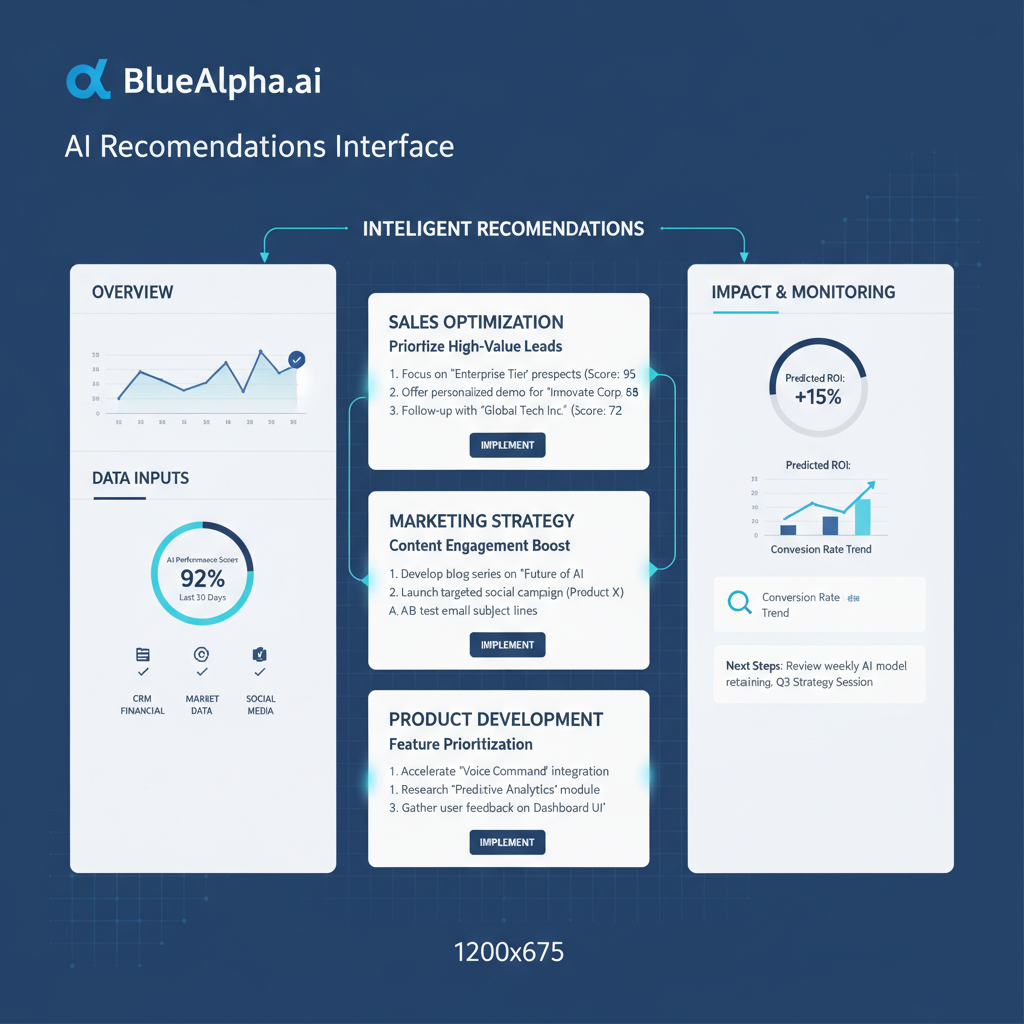 BlueAlpha.ai AI-powered marketing recommendation dashboard for budget optimization