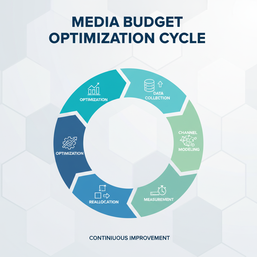 Media budget optimization cycle showing continuous improvement process for marketing spend allocation