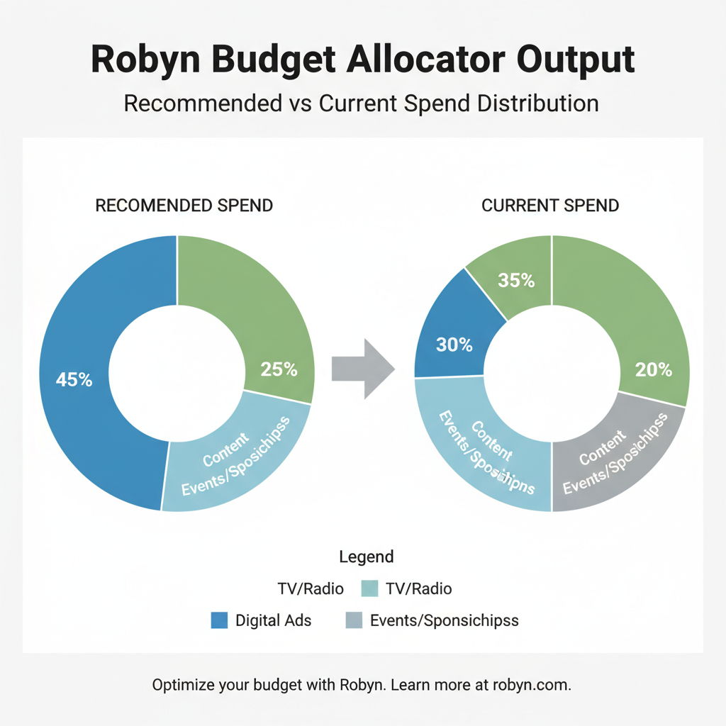 Meta Robyn budget optimization output showing optimal marketing spend allocation