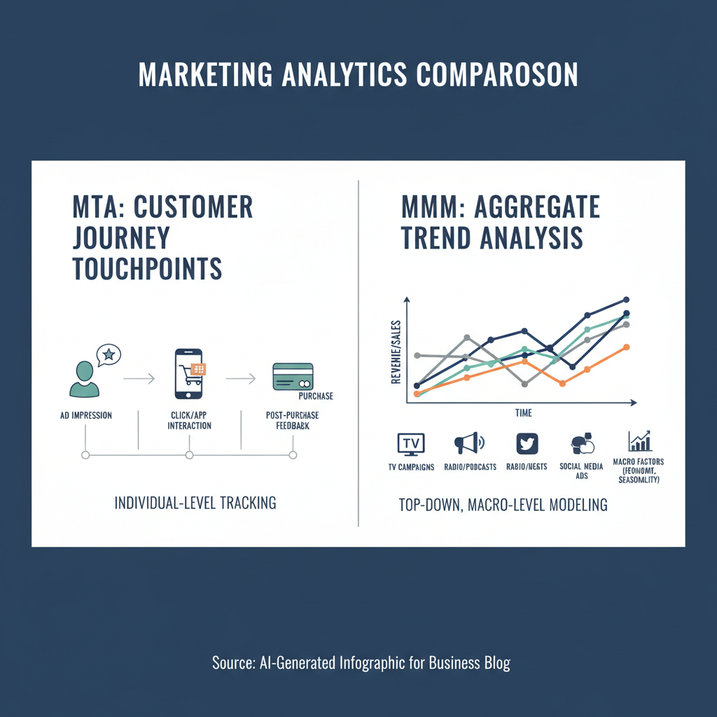 MTA vs MMM visual comparison showing different measurement approaches