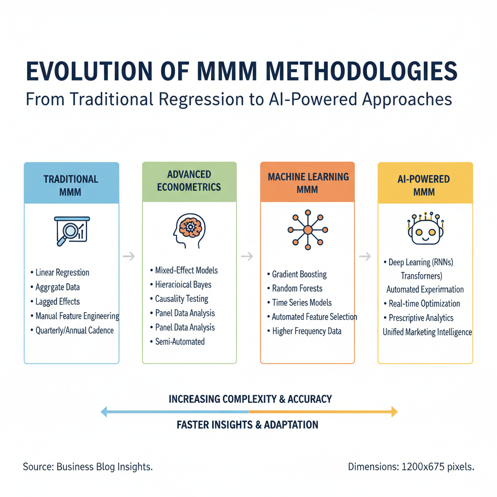 Media mix modeling methodologies comparison showing which MMM is best for different use cases